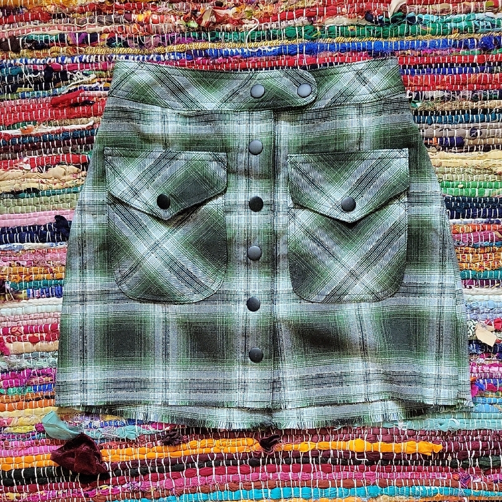 Urban Outfitters Green Plaid Mini Skirt